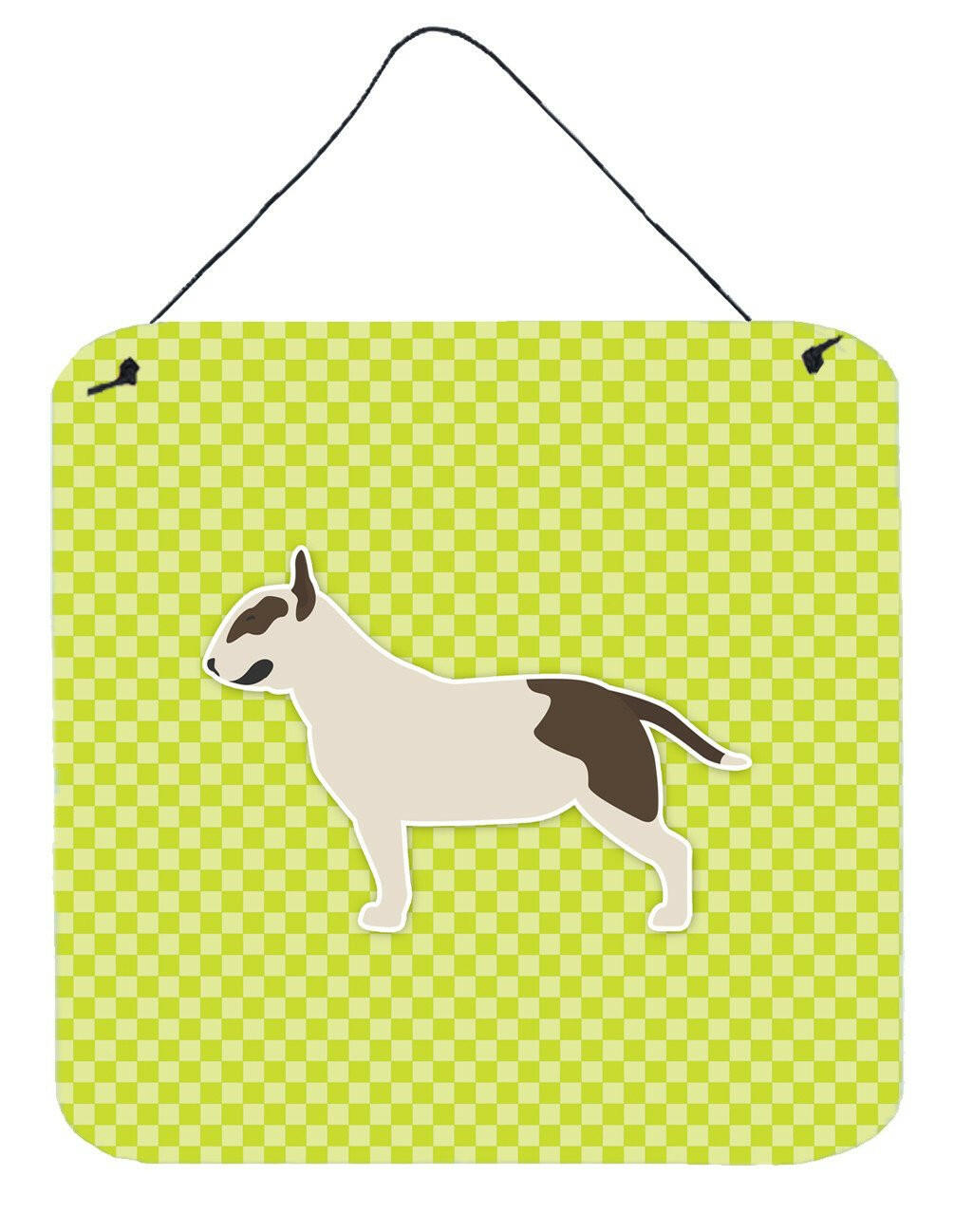 Bull Terrier Checkerboard Green Wall or Door Hanging Prints BB3878DS66 by Caroline's Treasures