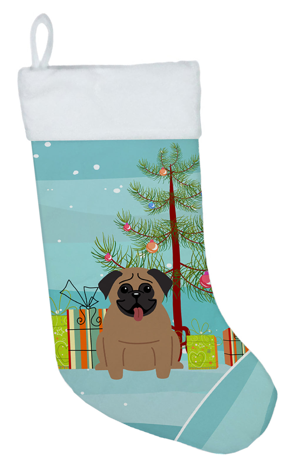 Merry Christmas Tree Pug Brown Christmas Stocking BB4130CS  the-store.com.