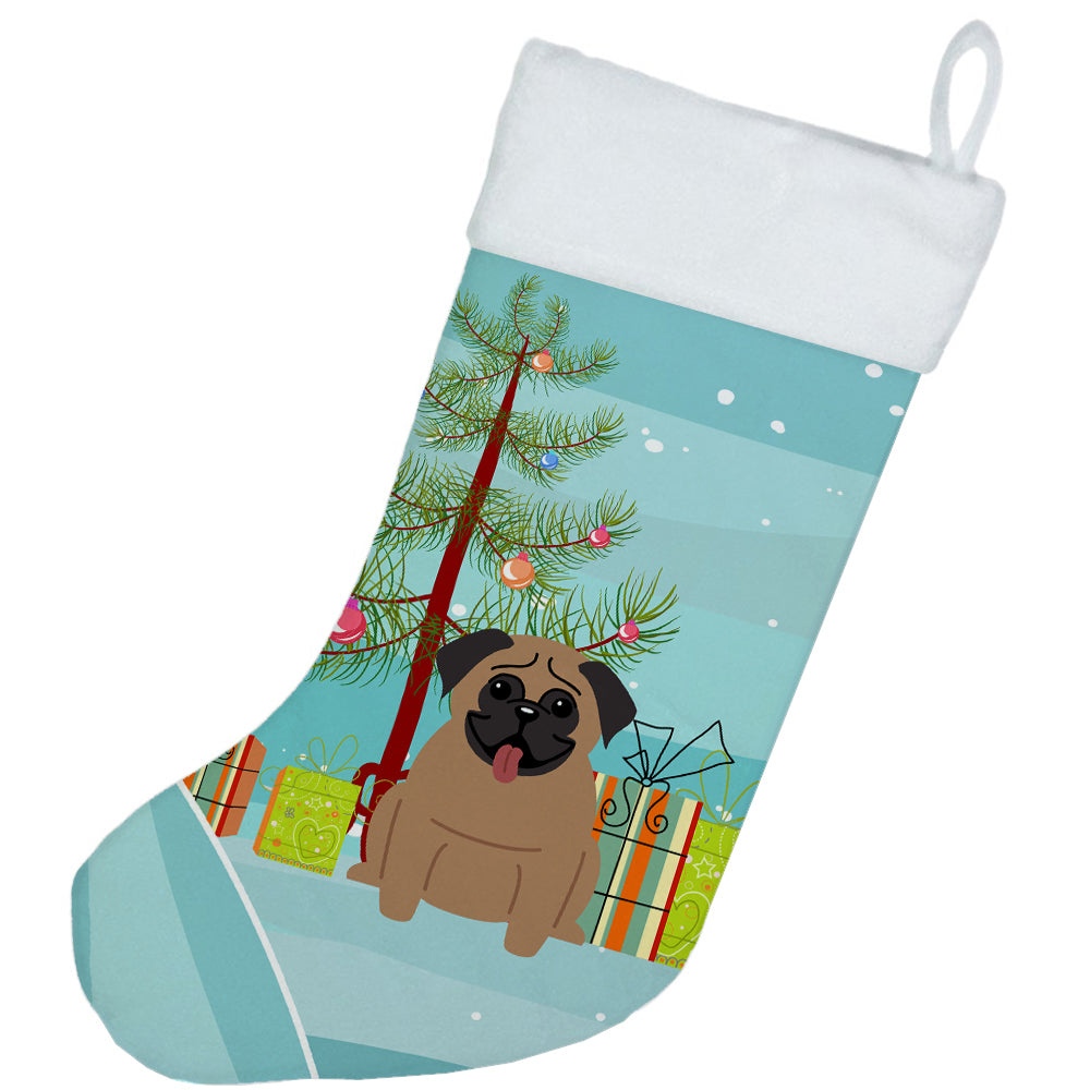 Merry Christmas Tree Pug Brown Christmas Stocking BB4130CS  the-store.com.