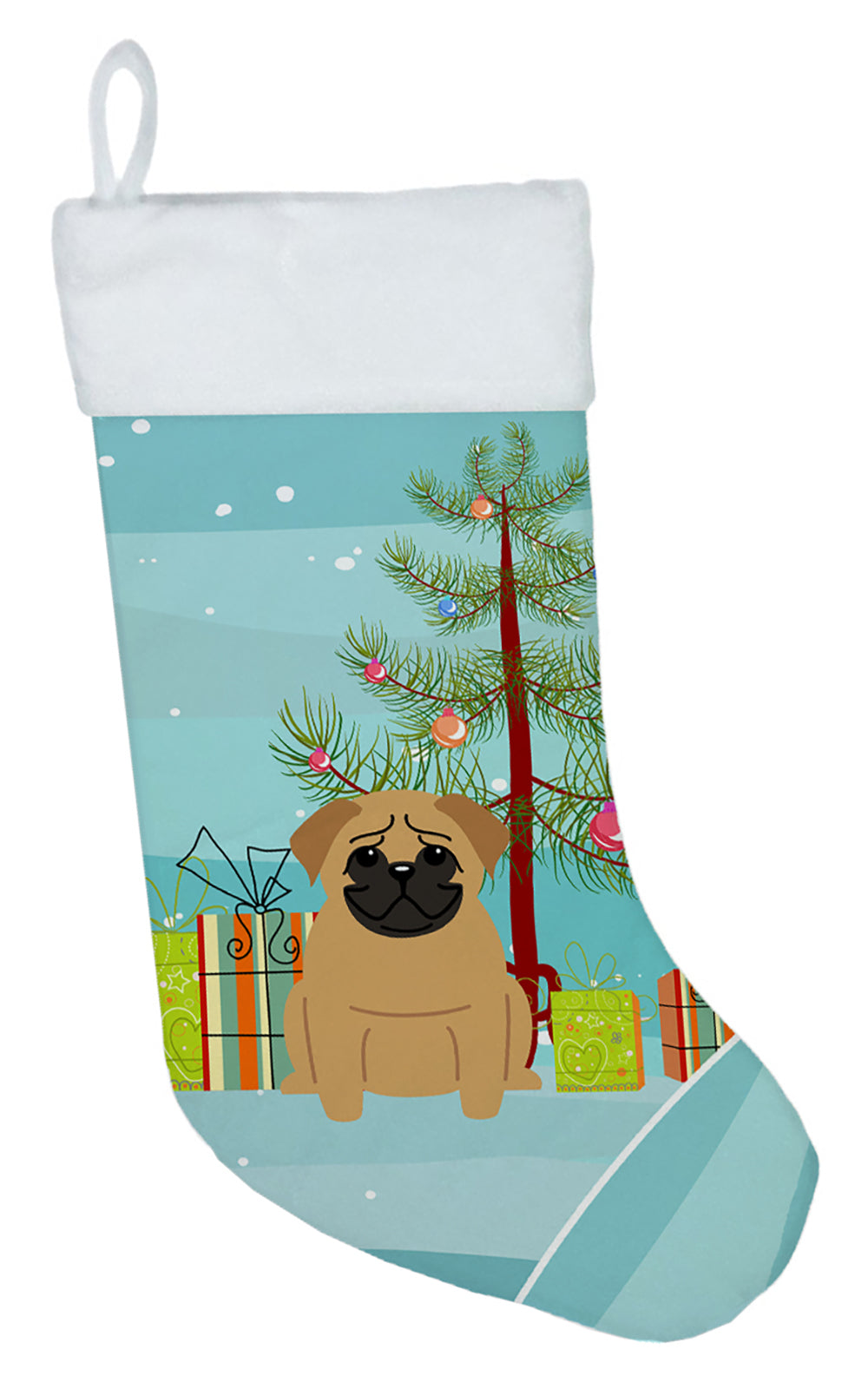 Merry Christmas Tree Pug Brown Christmas Stocking BB4132CS  the-store.com.