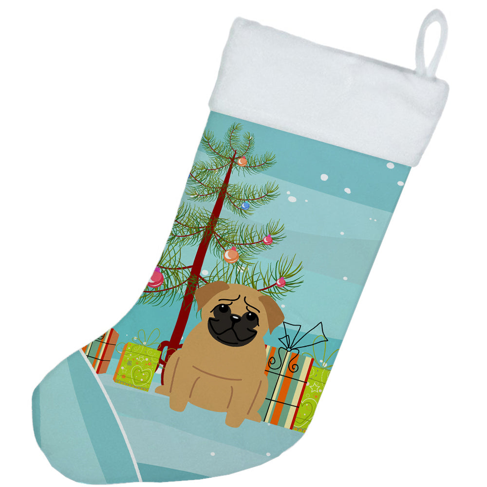 Merry Christmas Tree Pug Brown Christmas Stocking BB4132CS  the-store.com.