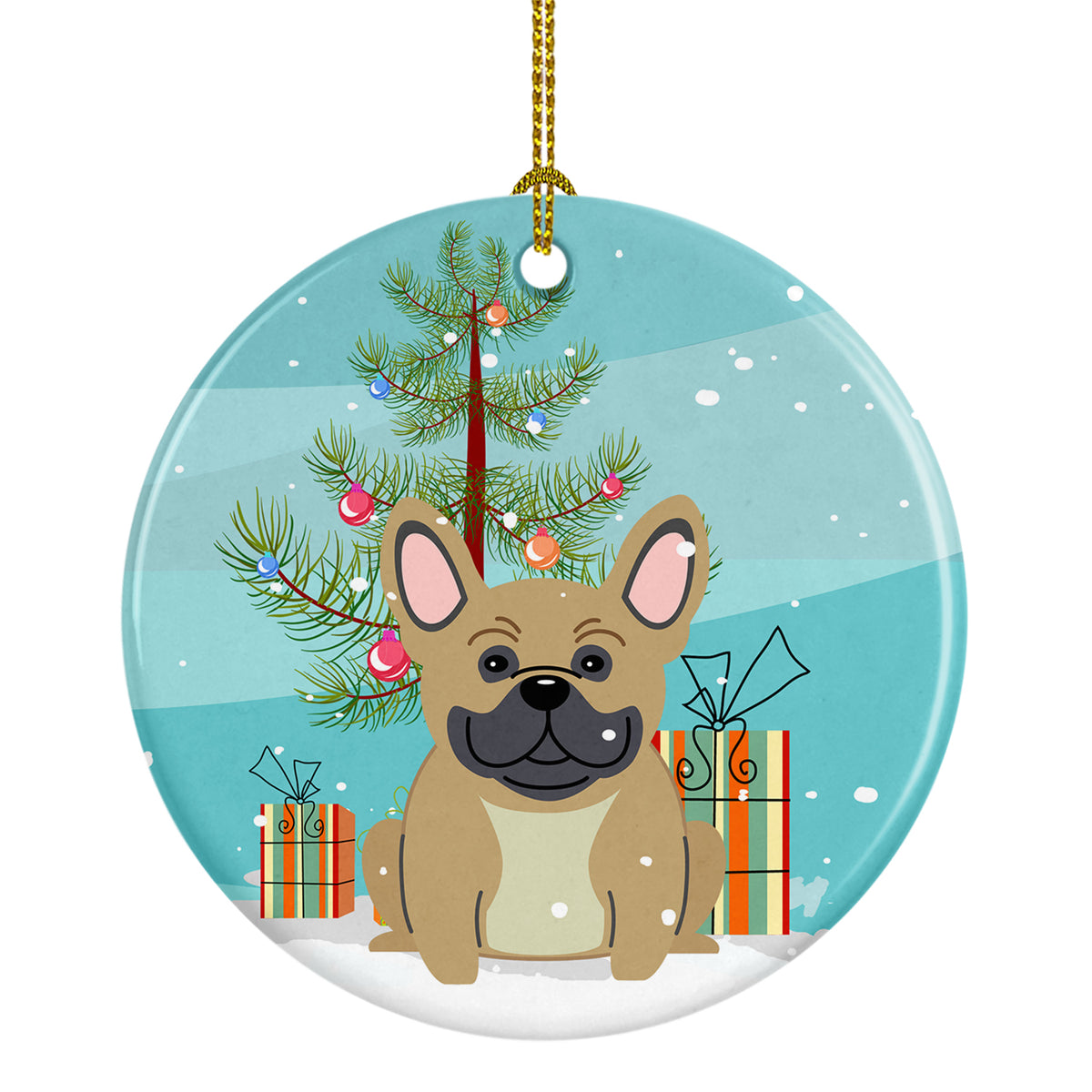 Merry Christmas Tree French Bulldog Cream Ceramic Ornament BB4135CO1 - the-store.com