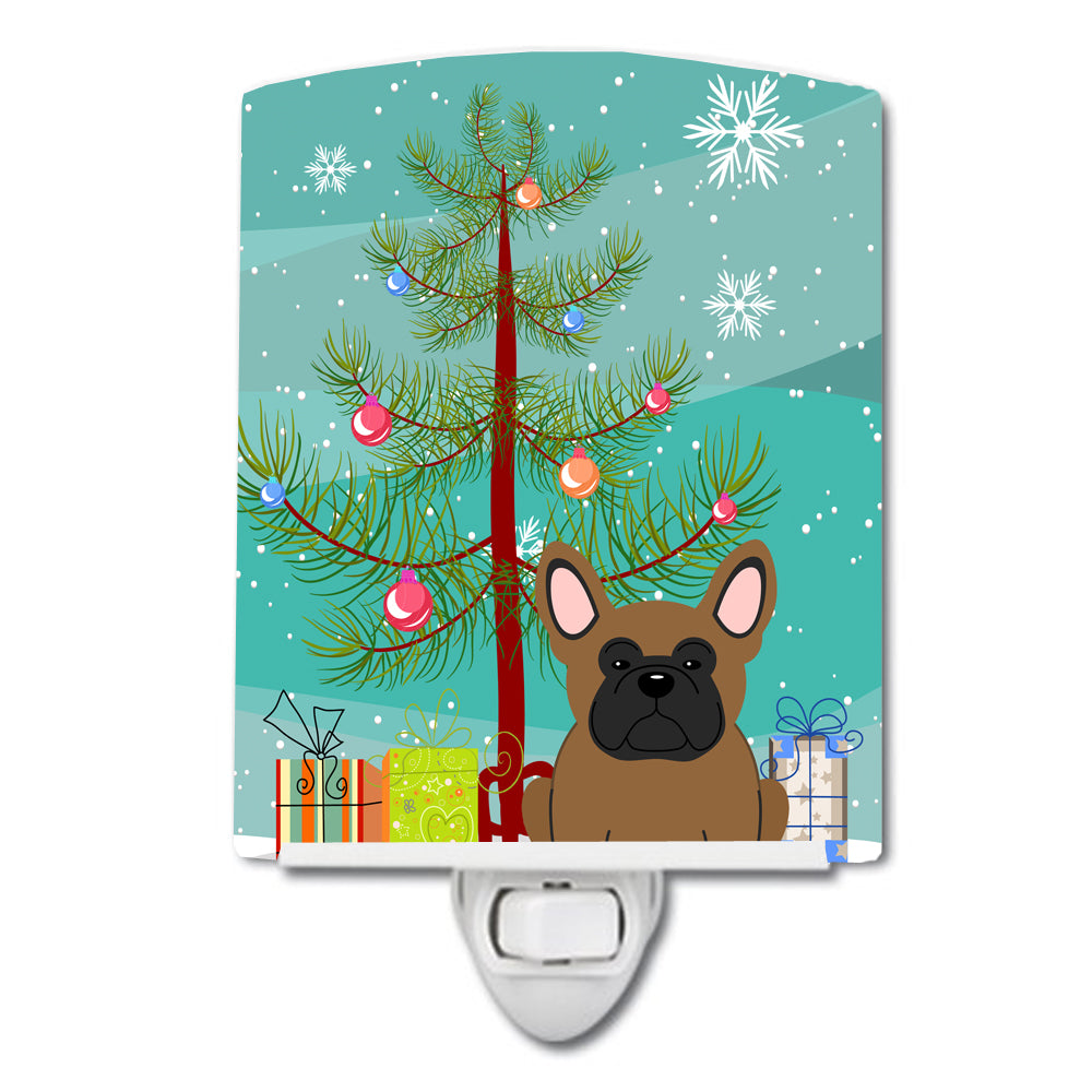 Merry Christmas Tree French Bulldog Brown Ceramic Night Light BB4138CNL - the-store.com