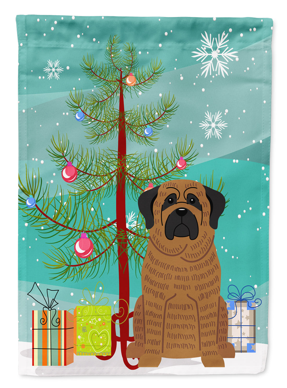 Merry Christmas Tree Mastiff Brindle Flag Garden Size BB4140GF  the-store.com.