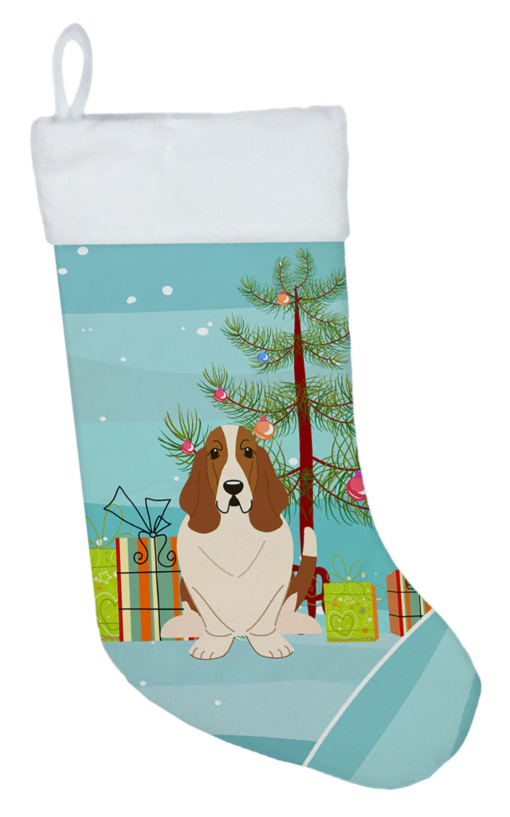 Merry Christmas Tree Basset Hound Christmas Stocking BB4146CS  the-store.com.