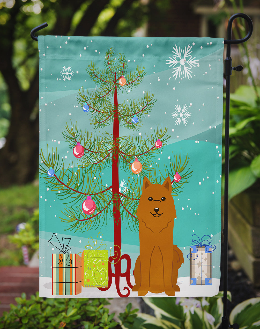 Merry Christmas Tree Karelian Bear Dog Flag Garden Size BB4147GF  the-store.com.