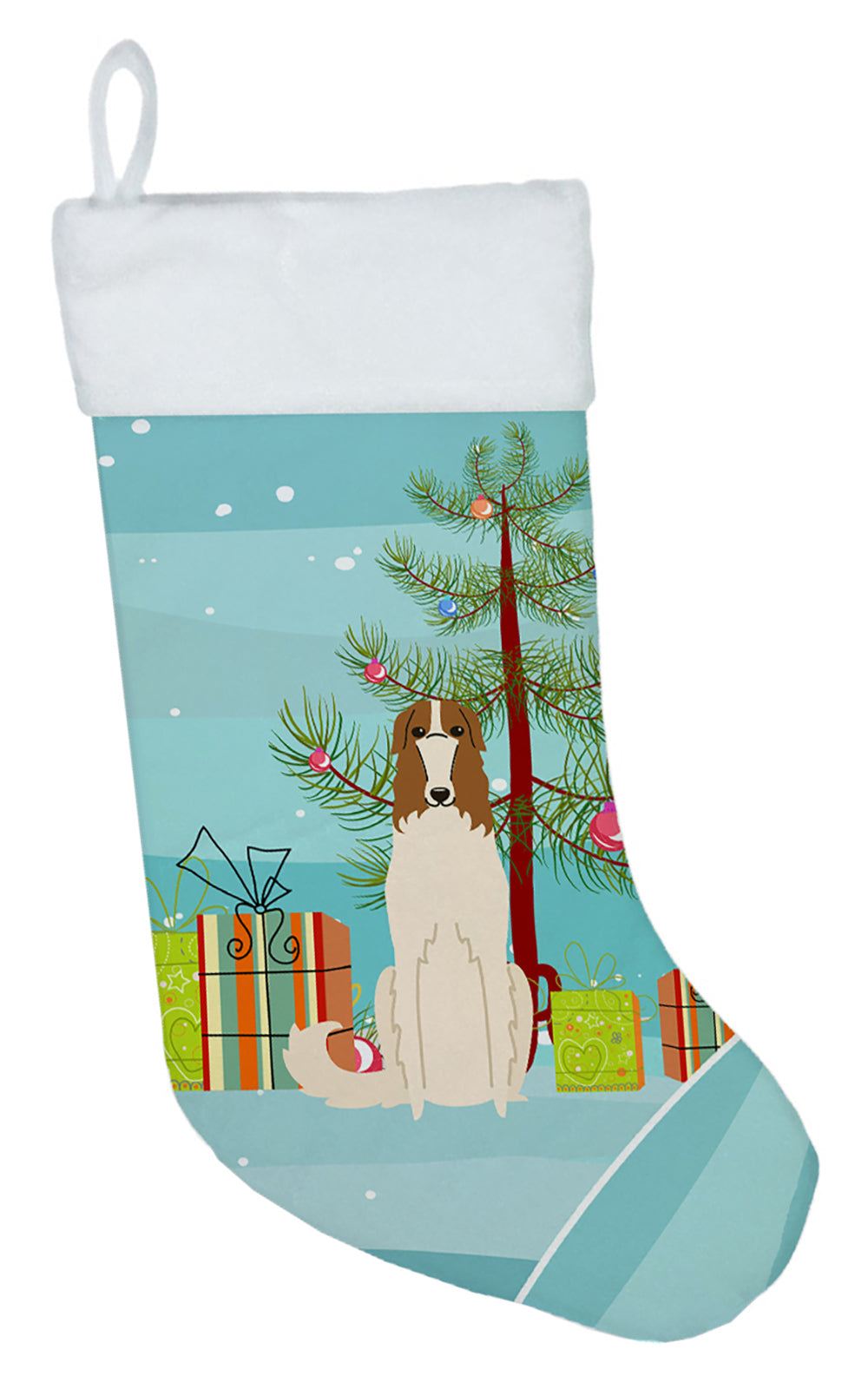 Merry Christmas Tree Borzoi Christmas Stocking BB4148CS  the-store.com.