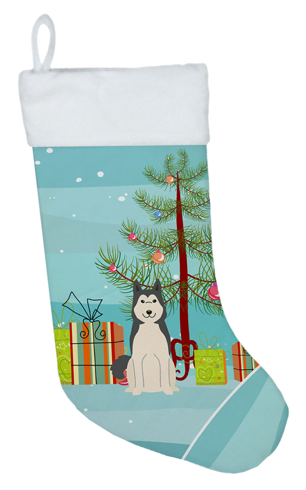 Merry Christmas Tree West Siberian Laika Spitz Christmas Stocking BB4150CS  the-store.com.