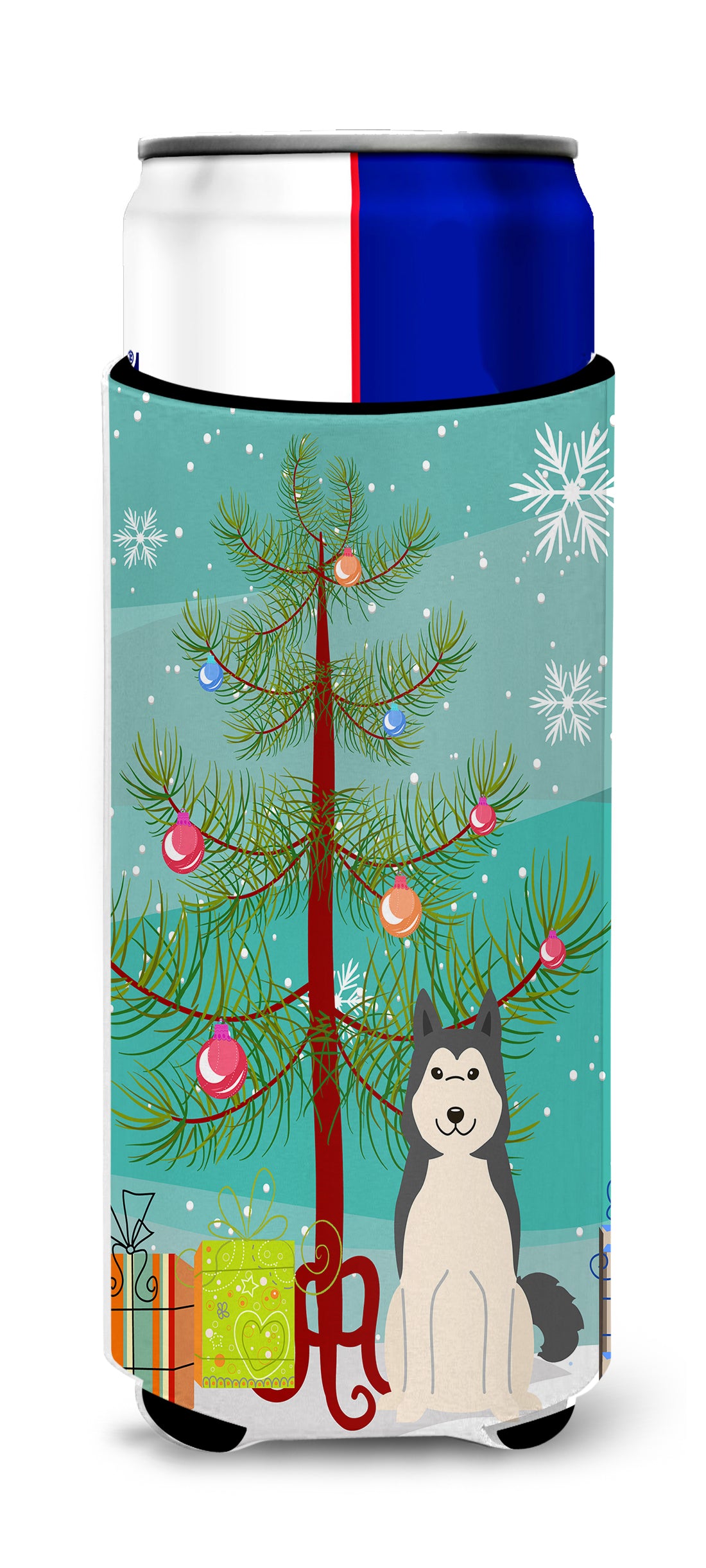 Merry Christmas Tree West Siberian Laika Spitz  Ultra Hugger for slim cans BB4150MUK  the-store.com.