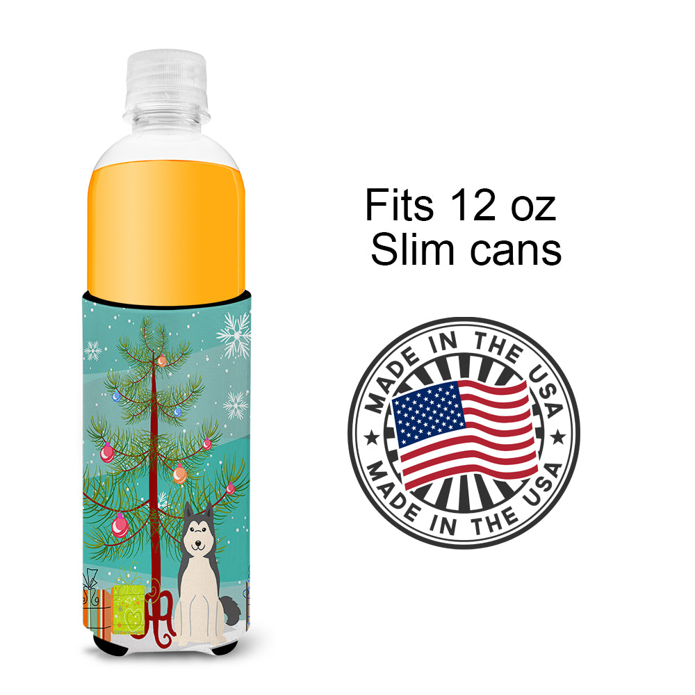 Merry Christmas Tree West Siberian Laika Spitz  Ultra Hugger for slim cans BB4150MUK  the-store.com.