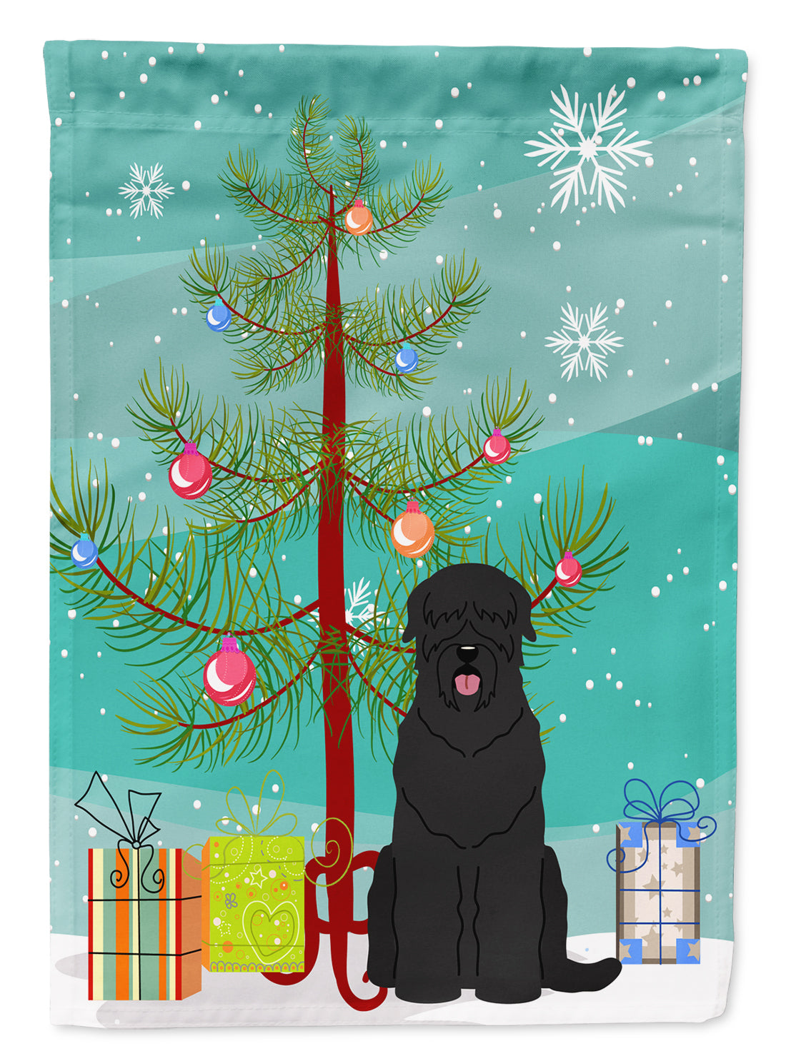 Merry Christmas Tree Black Russian Terrier Flag Garden Size BB4151GF  the-store.com.