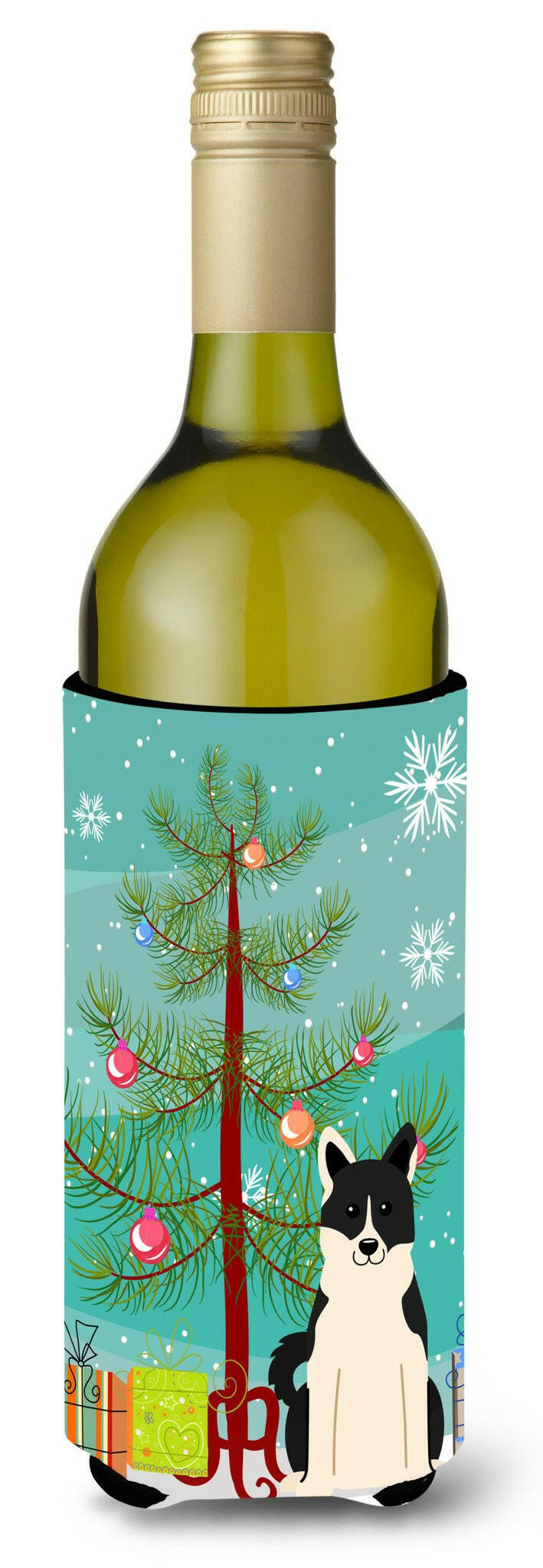 Merry Christmas Tree Russo-European Laika Spitz Wine Bottle Beverge Insulator Hugger BB4154LITERK by Caroline's Treasures