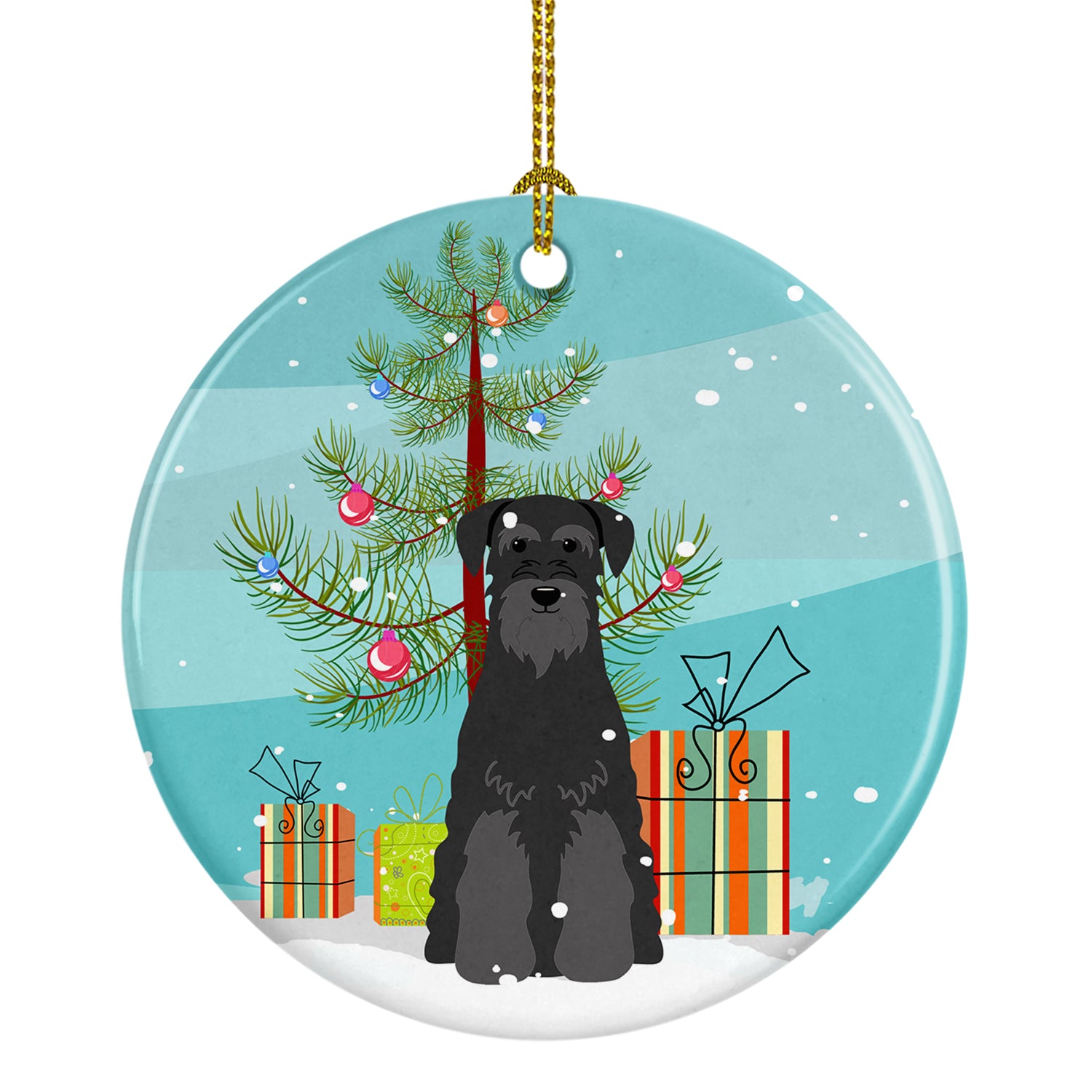 Merry Christmas Tree Standard Schnauzer Black Ceramic Ornament BB4157CO1 - the-store.com