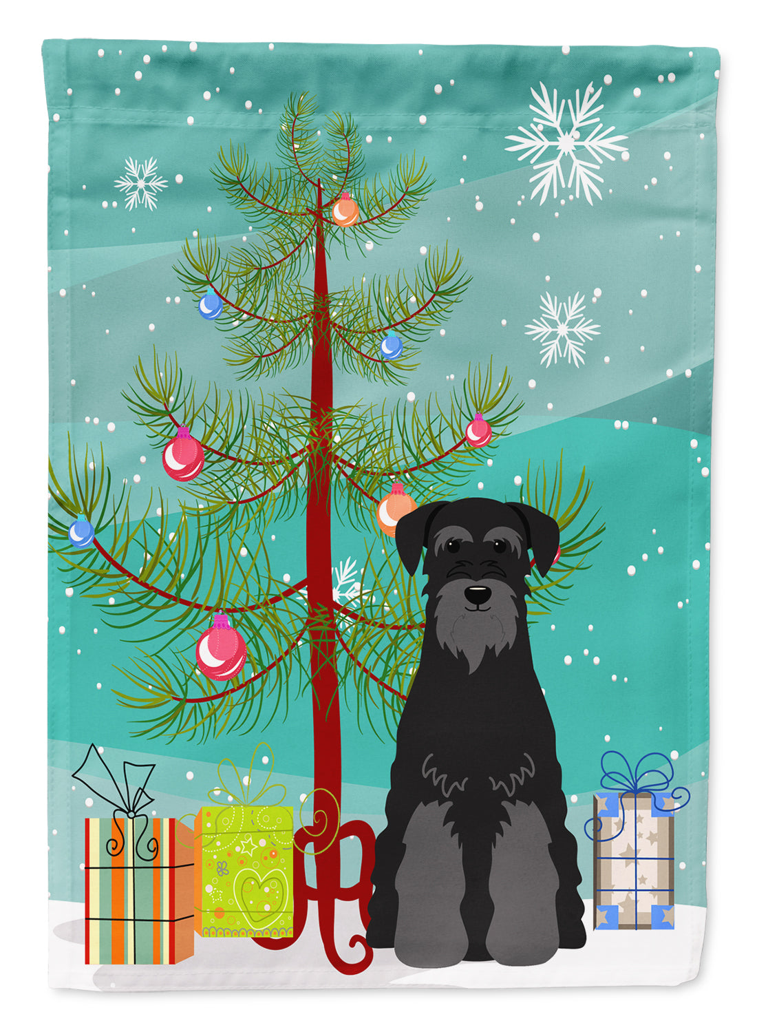 Merry Christmas Tree Standard Schnauzer Black Flag Garden Size BB4157GF  the-store.com.