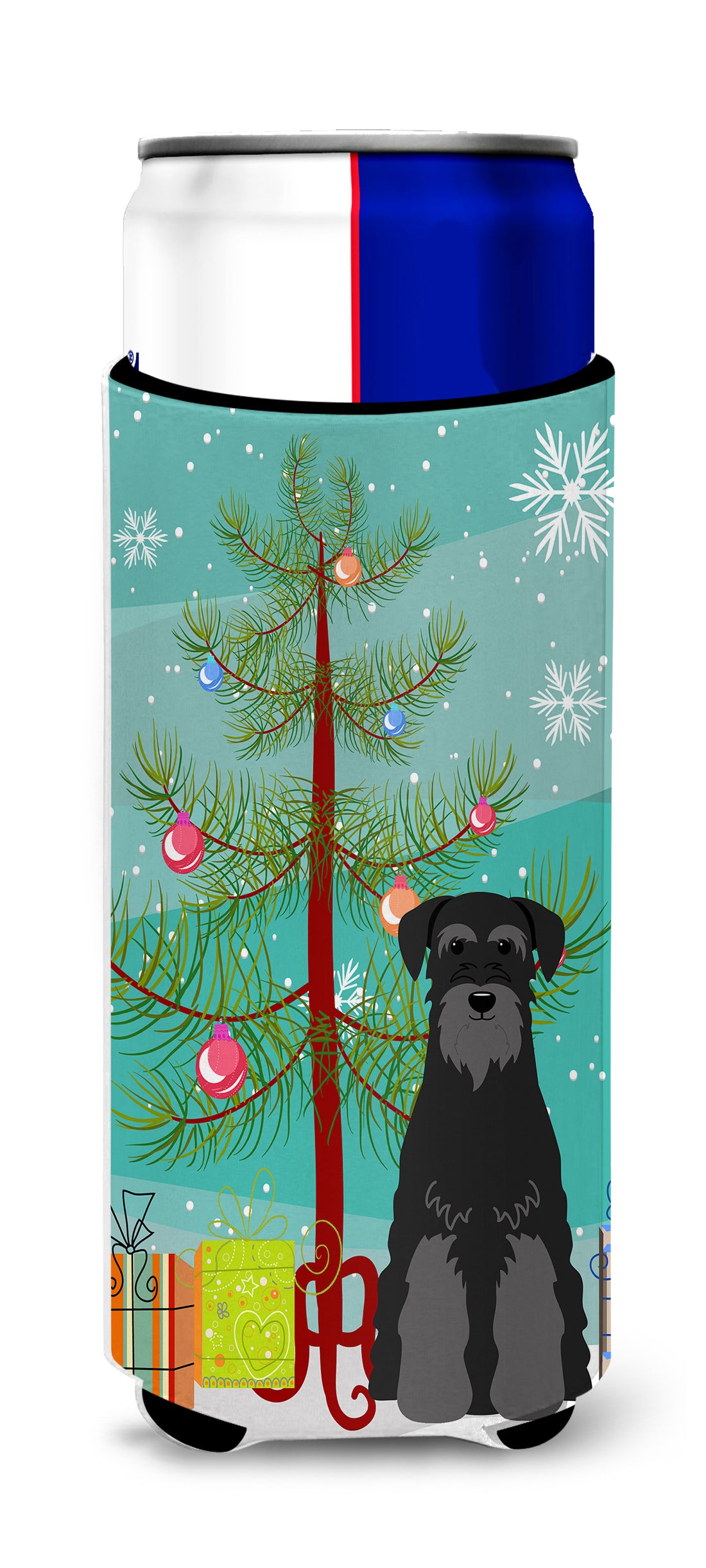 Merry Christmas Tree Standard Schnauzer Black  Ultra Hugger for slim cans BB4157MUK  the-store.com.