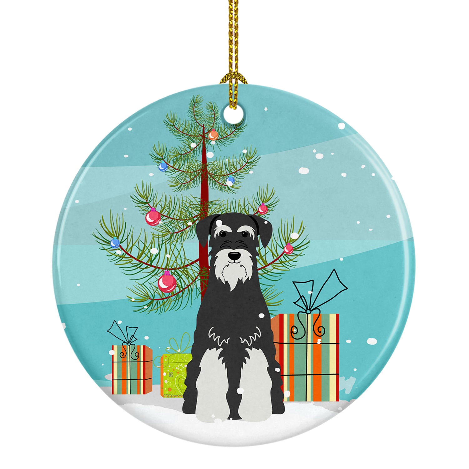 Merry Christmas Tree Standard Schnauzer Salt and Pepper Ceramic Ornament BB4158CO1 - the-store.com