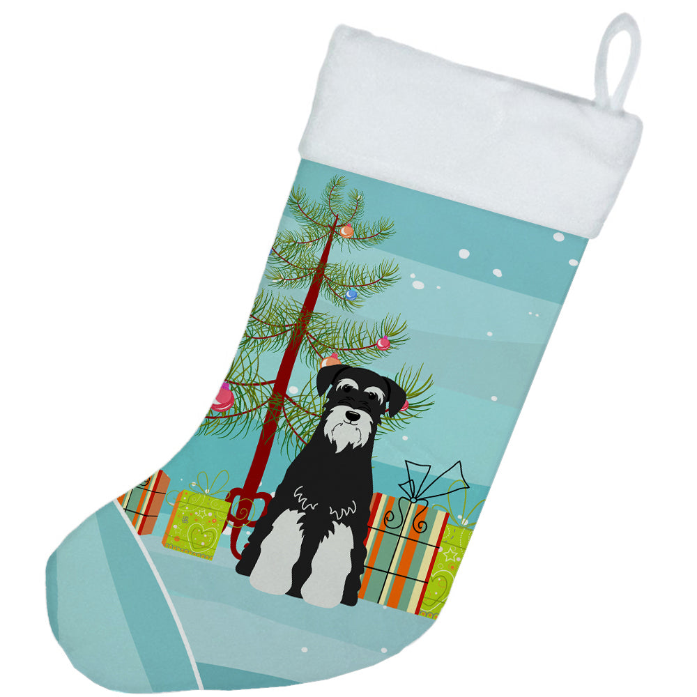 Merry Christmas Tree Standard Schnauzer Salt and Pepper Christmas Stocking BB4158CS  the-store.com.