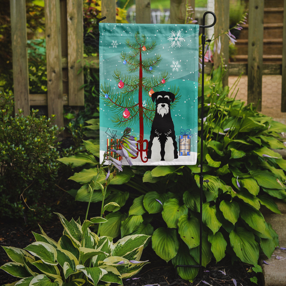 Merry Christmas Tree Standard Schnauzer Salt and Pepper Flag Garden Size BB4158GF  the-store.com.