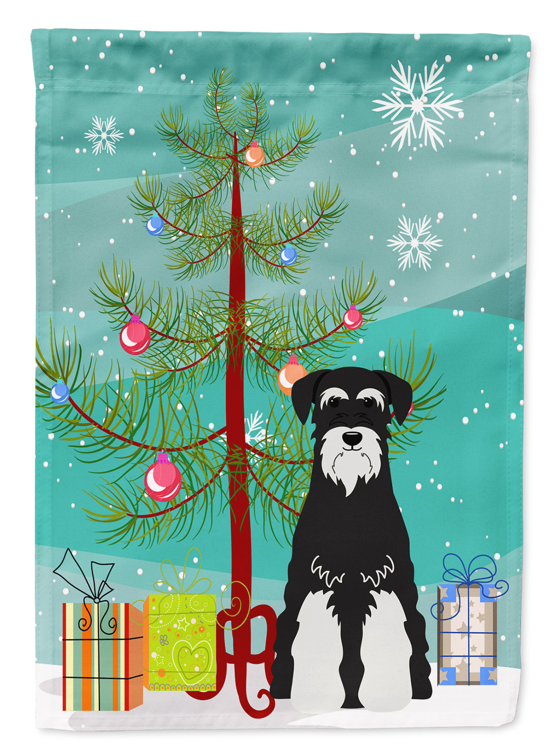 Merry Christmas Tree Standard Schnauzer Salt and Pepper Flag Garden Size BB4158GF  the-store.com.