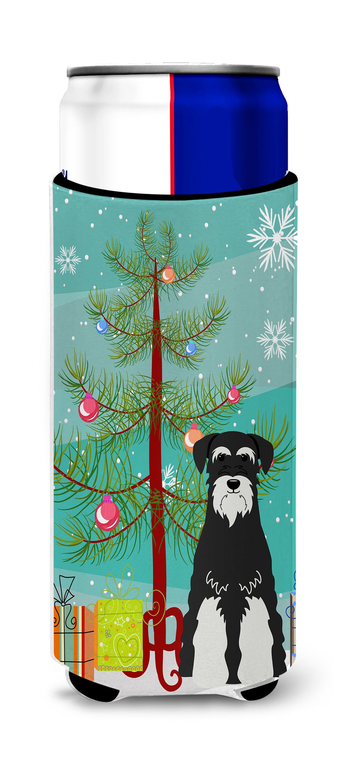 Merry Christmas Tree Standard Schnauzer Salt and Pepper  Ultra Hugger for slim cans BB4158MUK  the-store.com.