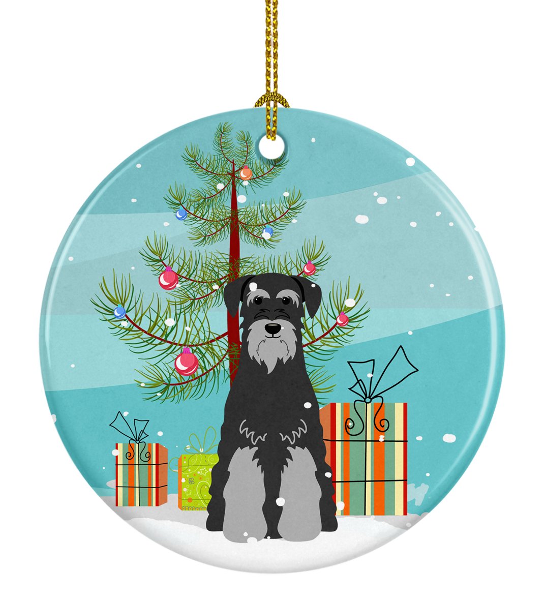 Merry Christmas Tree Standard Schnauzer Black Grey Ceramic Ornament BB4159CO1 by Caroline's Treasures