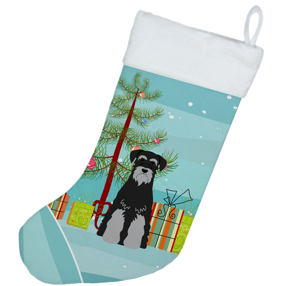 Merry Christmas Tree Standard Schnauzer Black Grey Christmas Stocking BB4159CS  the-store.com.