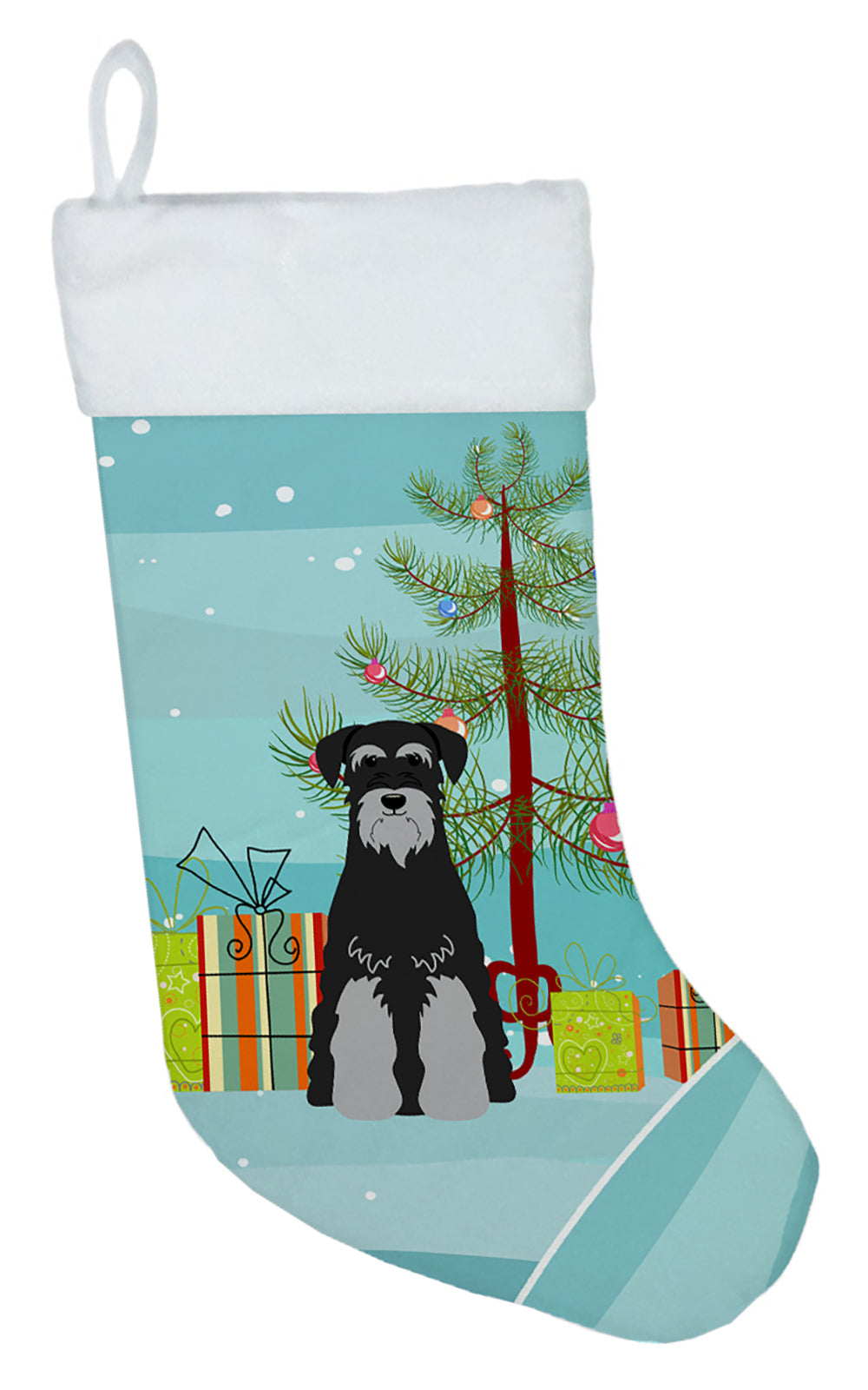 Merry Christmas Tree Standard Schnauzer Black Grey Christmas Stocking BB4159CS  the-store.com.