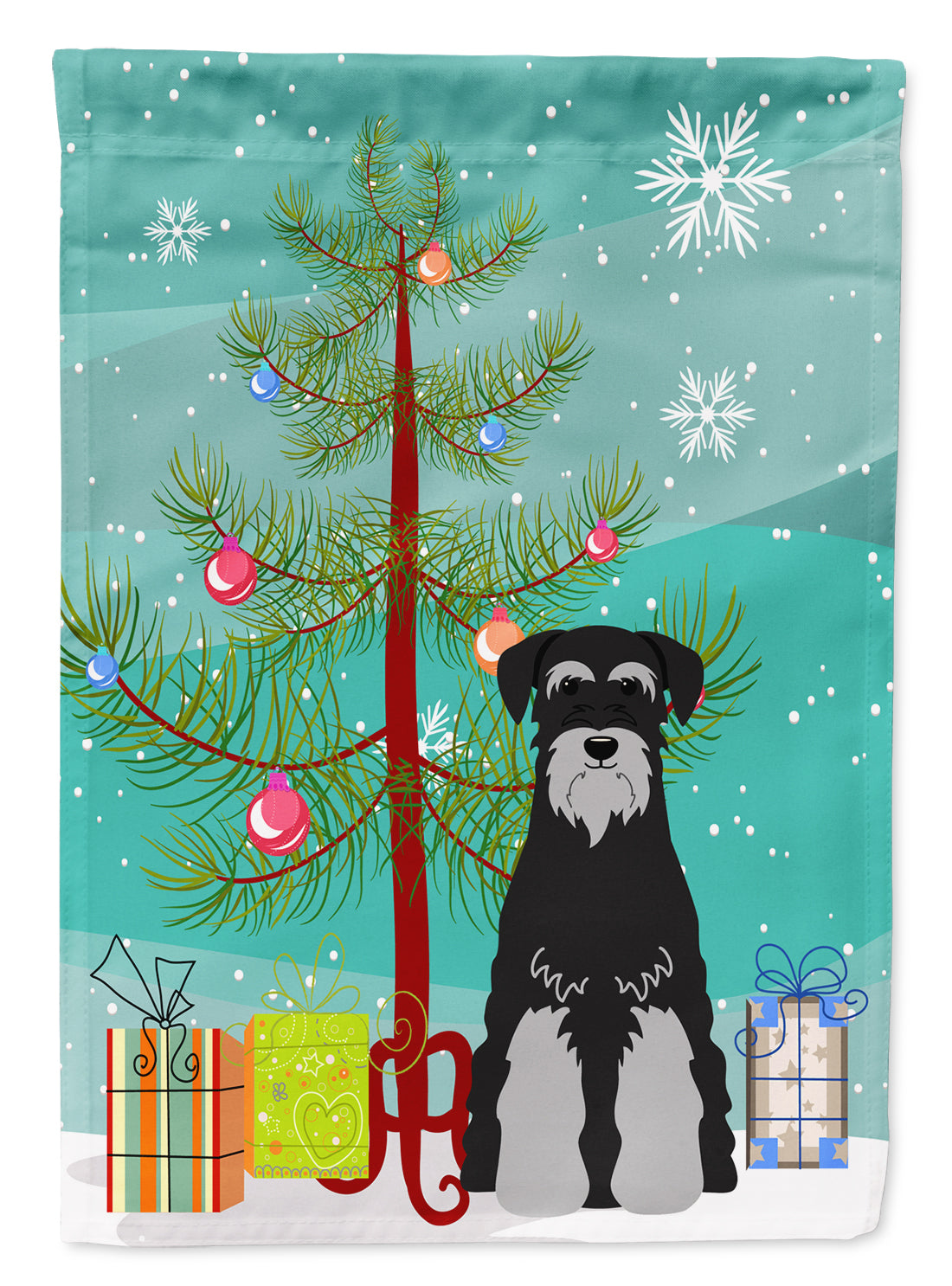 Merry Christmas Tree Standard Schnauzer Black Grey Flag Garden Size BB4159GF  the-store.com.