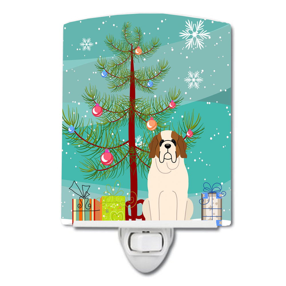 Merry Christmas Tree Saint Bernard Ceramic Night Light BB4160CNL - the-store.com