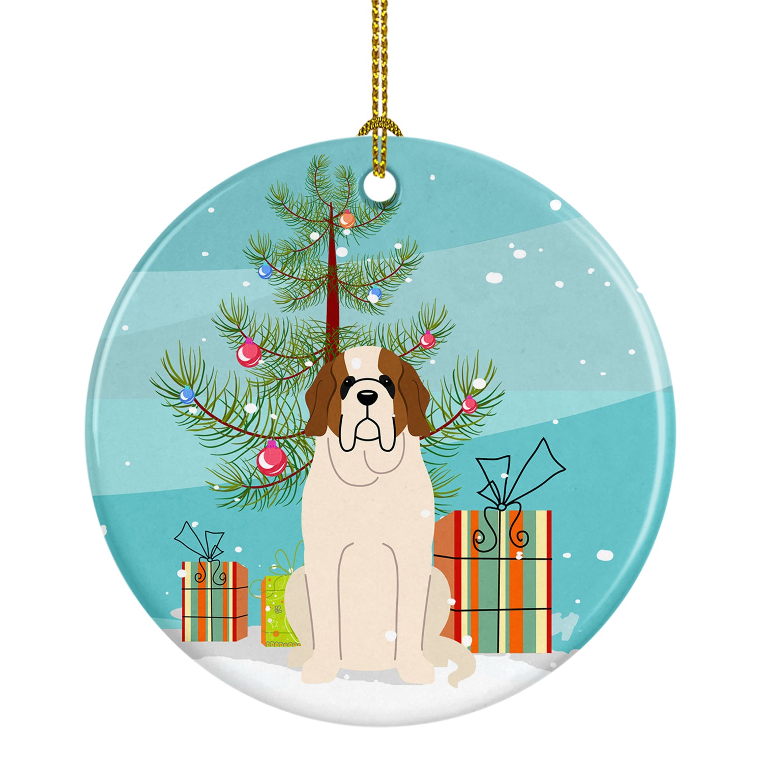 Merry Christmas Tree Saint Bernard Ceramic Ornament BB4160CO1 - the-store.com