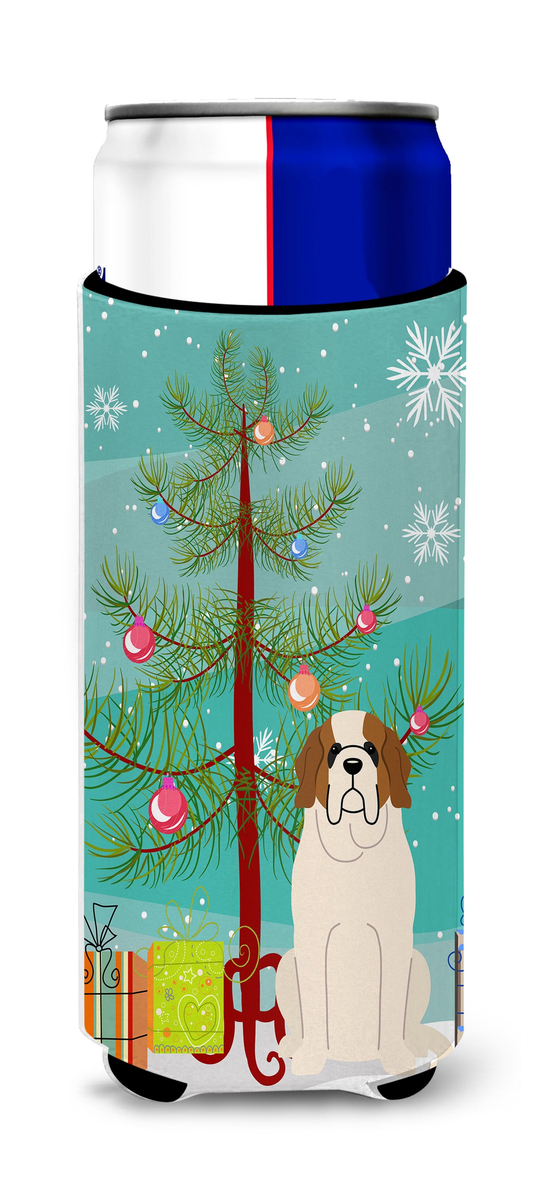 Merry Christmas Tree Saint Bernard  Ultra Hugger for slim cans BB4160MUK  the-store.com.