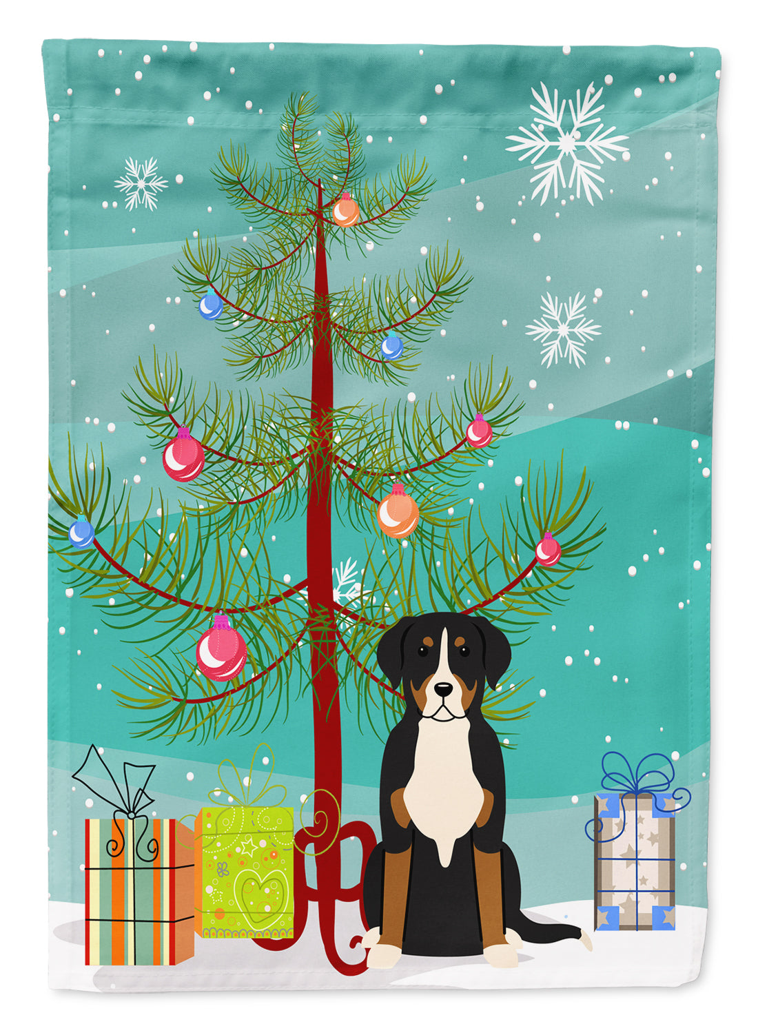 Merry Christmas Tree Greater Swiss Mountain Dog Flag Garden Size BB4162GF  the-store.com.