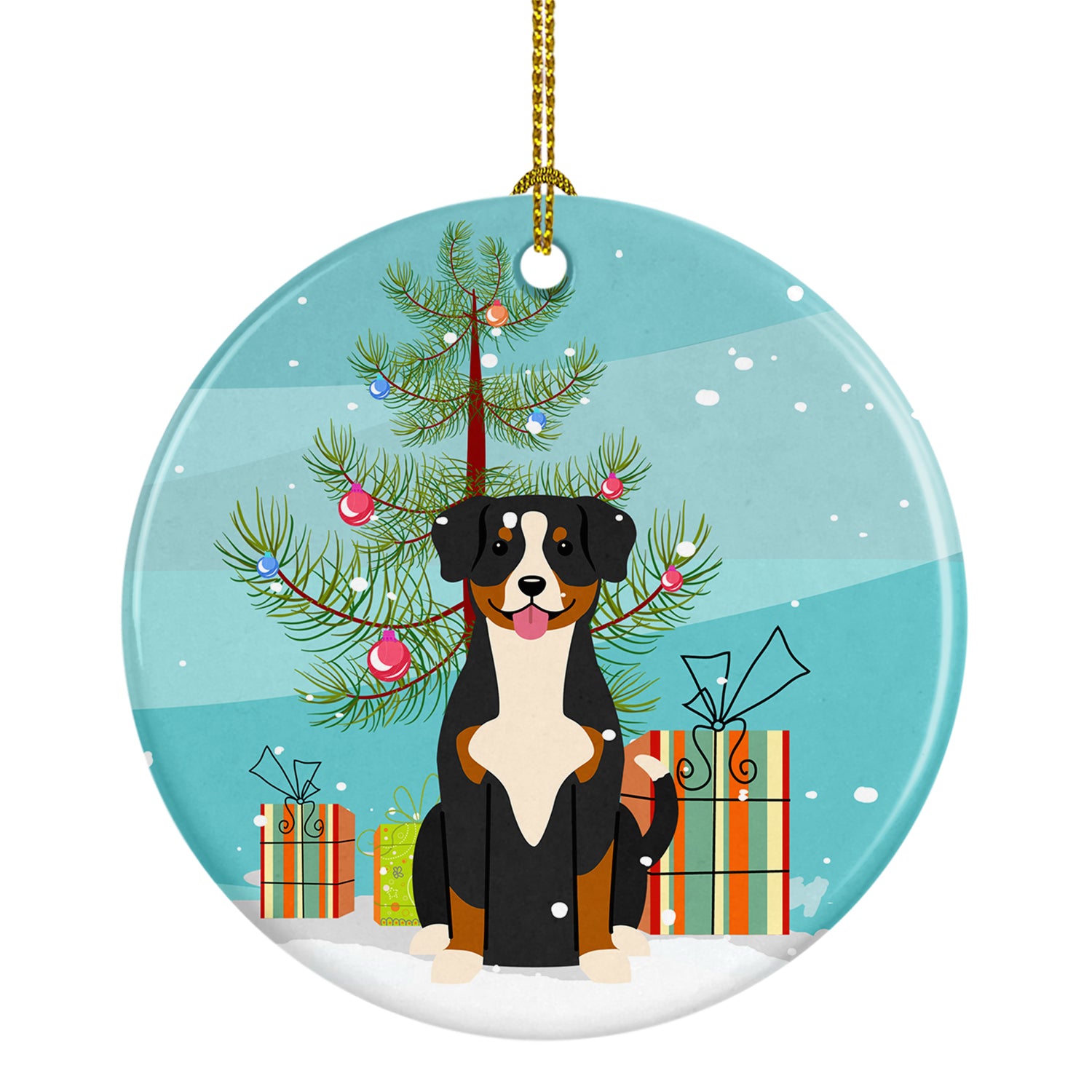 Merry Christmas Tree Entlebucher Ceramic Ornament BB4163CO1 - the-store.com