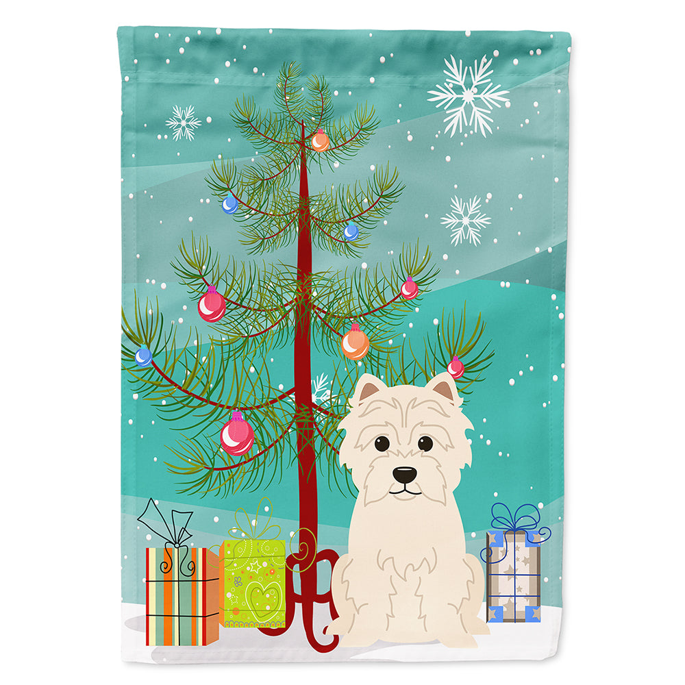 Merry Christmas Tree Westie Flag Canvas House Size BB4167CHF  the-store.com.