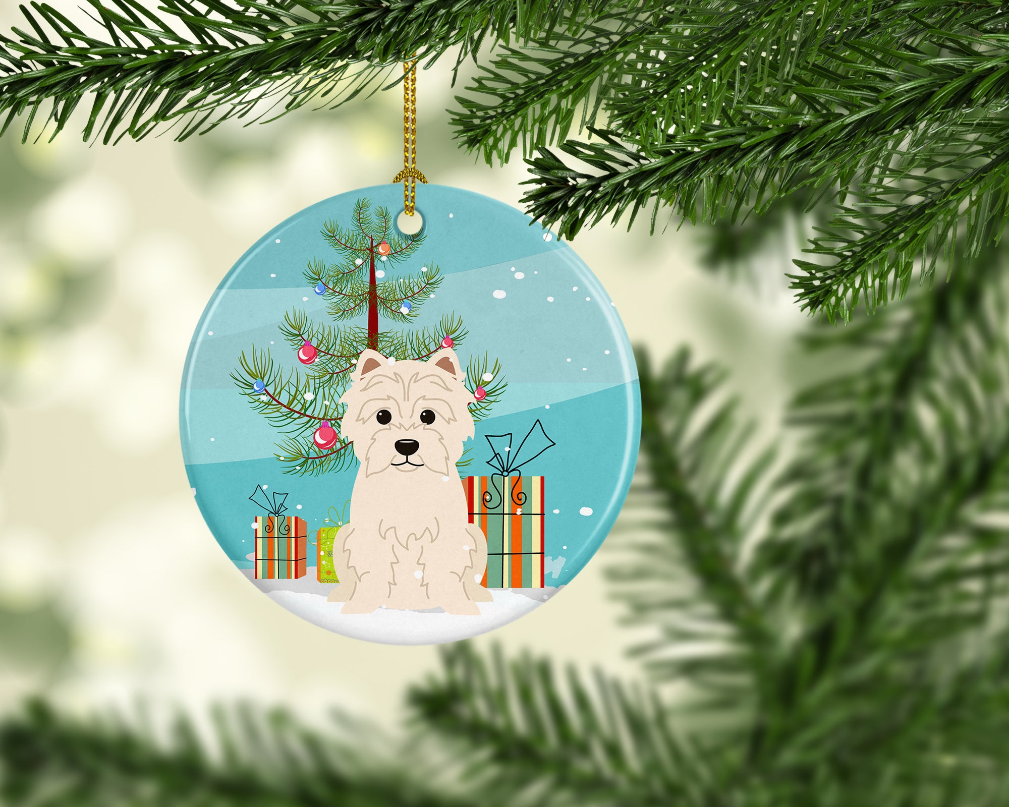 Merry Christmas Tree Westie Ceramic Ornament BB4167CO1 - the-store.com