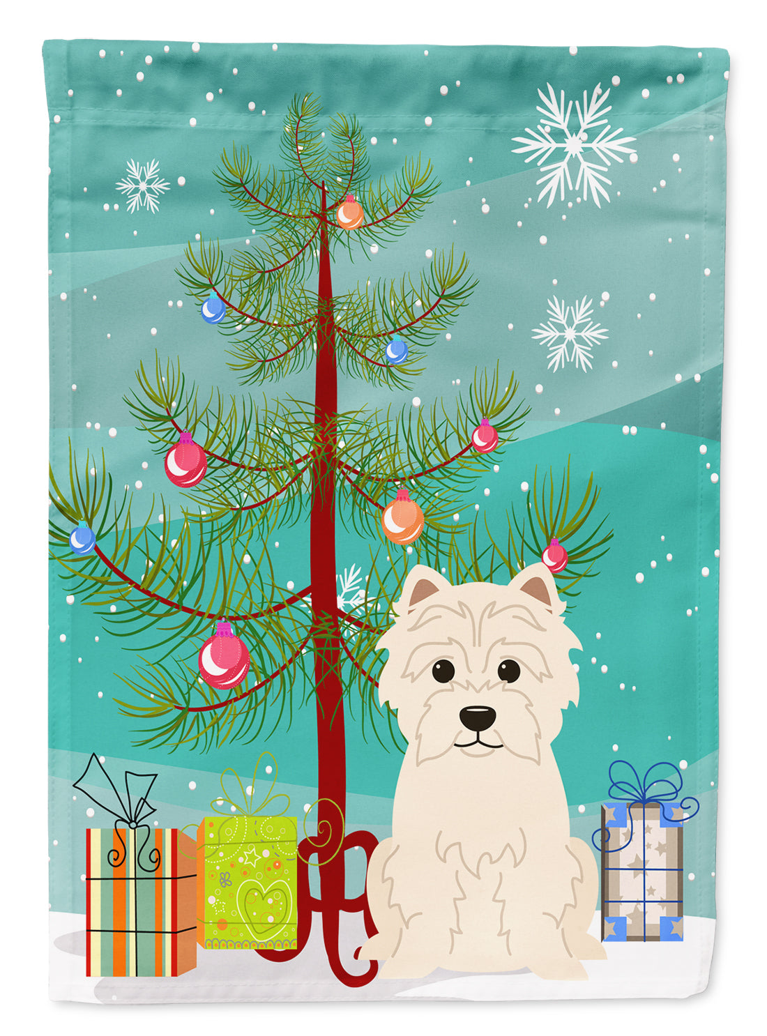 Merry Christmas Tree Westie Flag Garden Size BB4167GF  the-store.com.