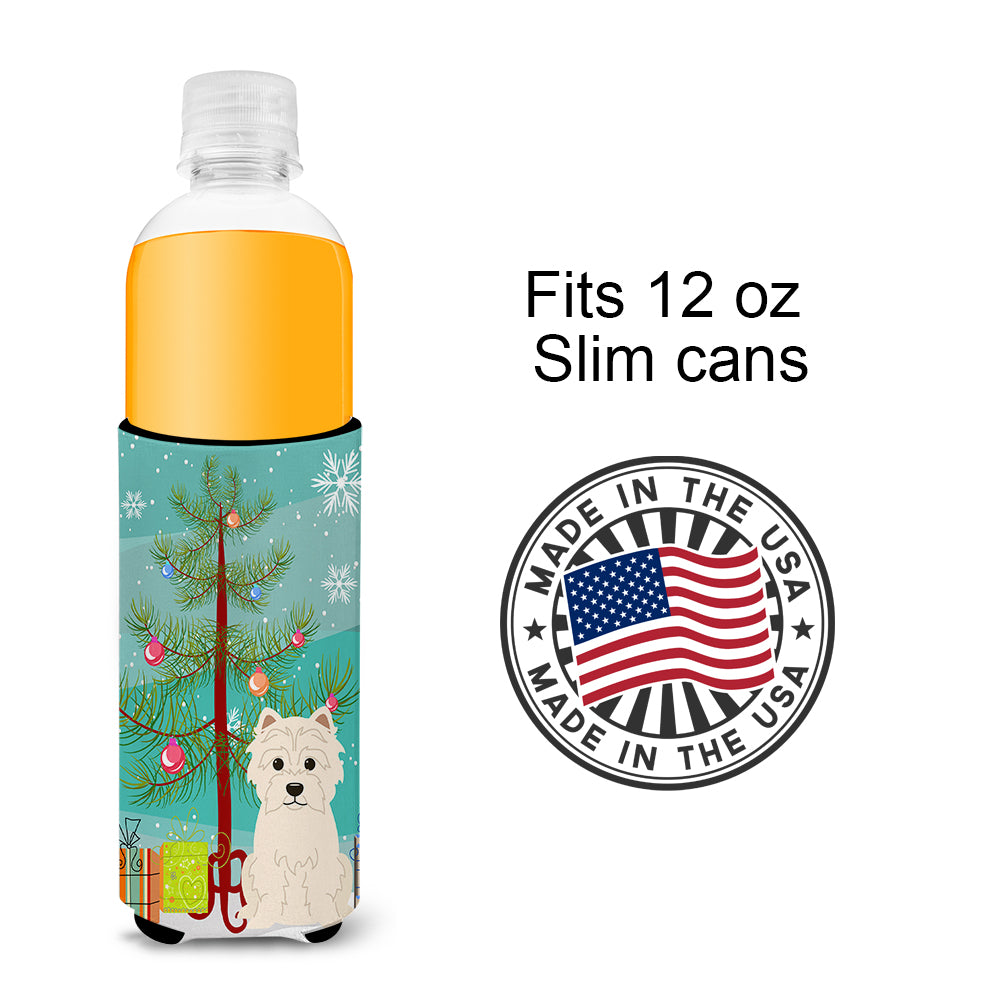 Merry Christmas Tree Westie  Ultra Hugger for slim cans BB4167MUK  the-store.com.