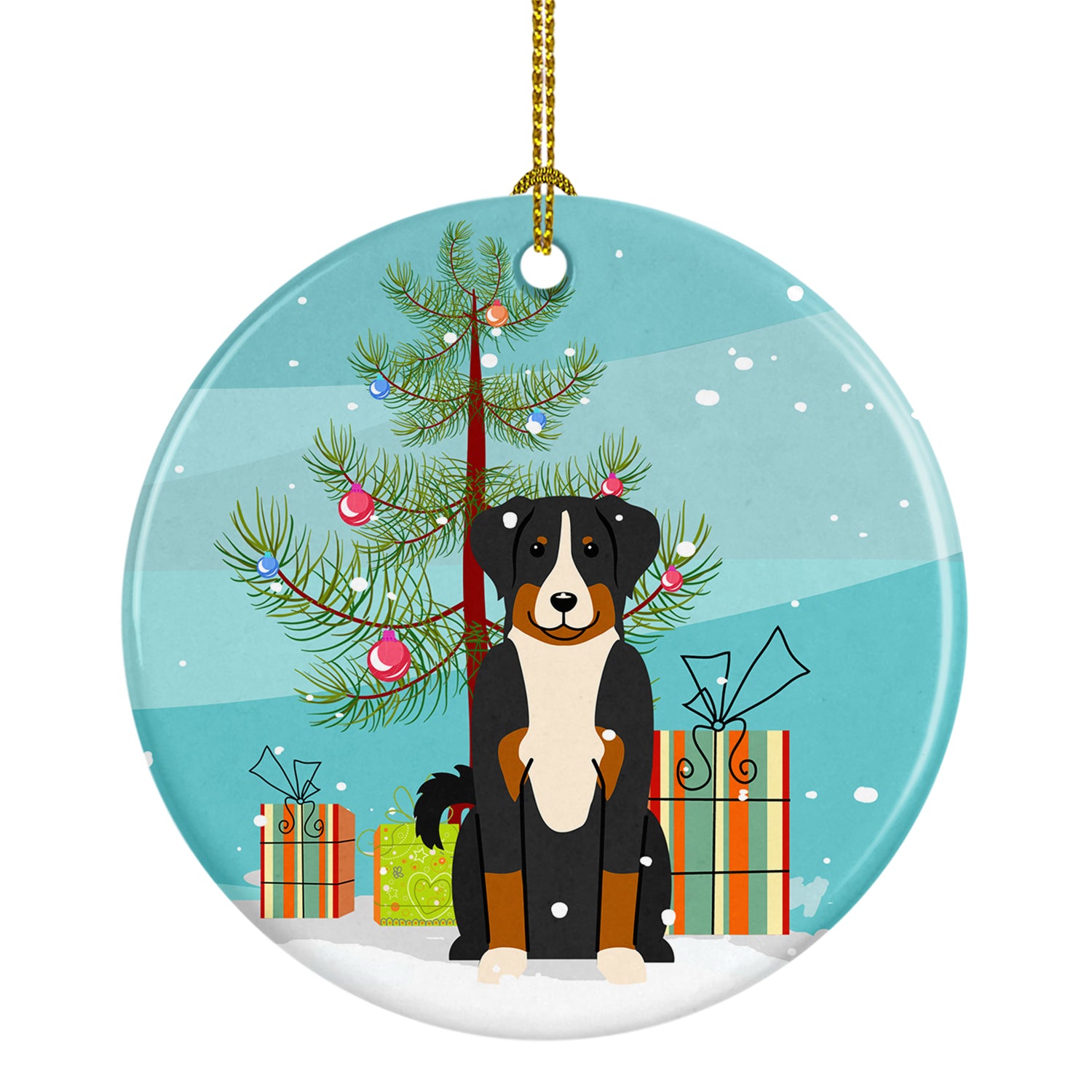 Merry Christmas Tree Appenzeller Sennenhund Ceramic Ornament BB4168CO1 - the-store.com