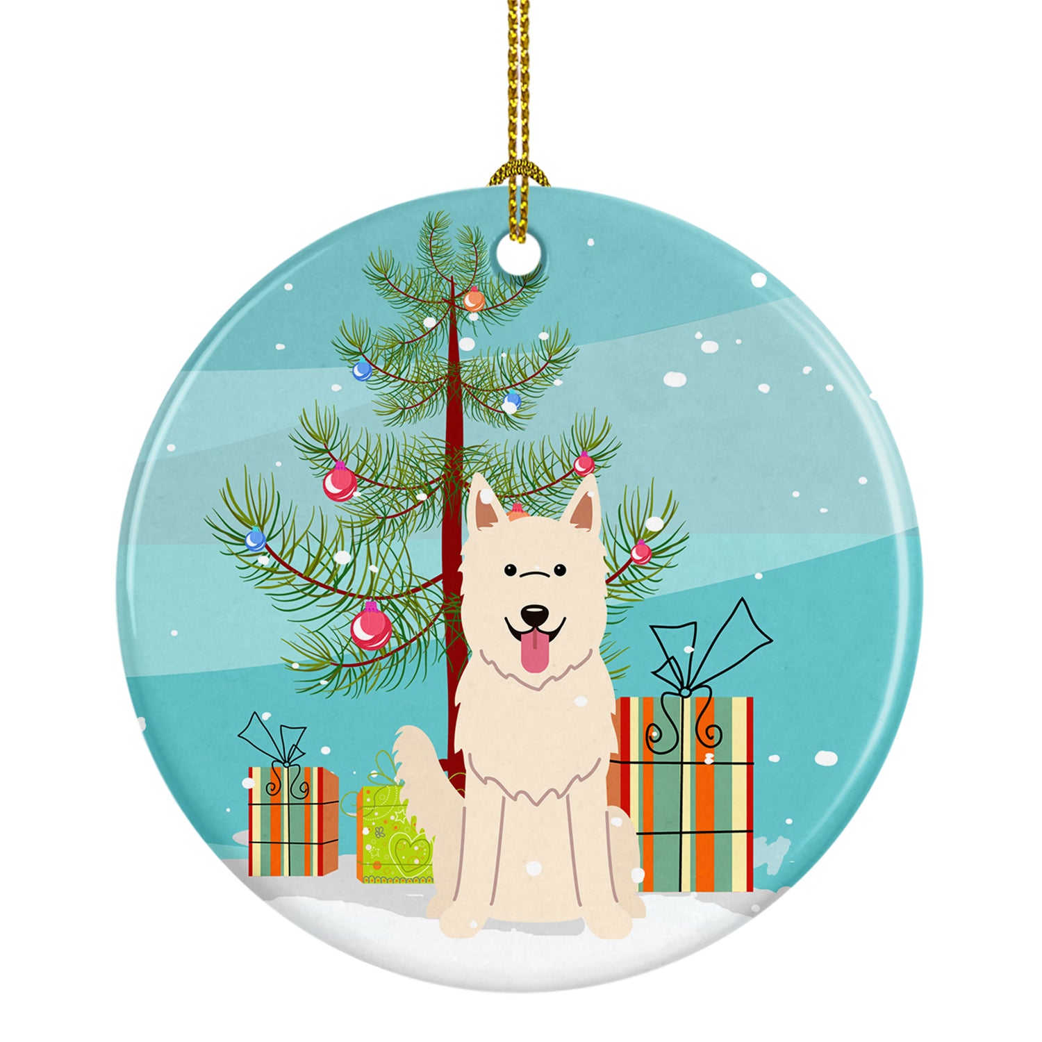 Merry Christmas Tree White German Shepherd Ceramic Ornament BB4170CO1 - the-store.com