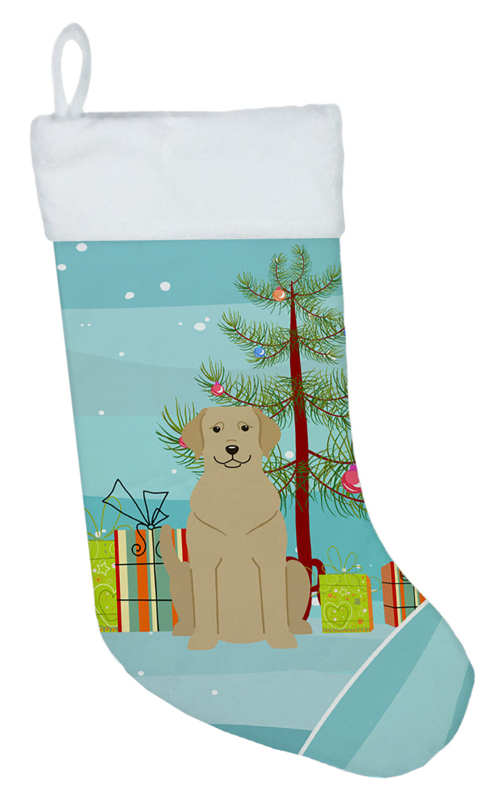 Merry Christmas Tree Yellow Labrador Christmas Stocking BB4180CS  the-store.com.