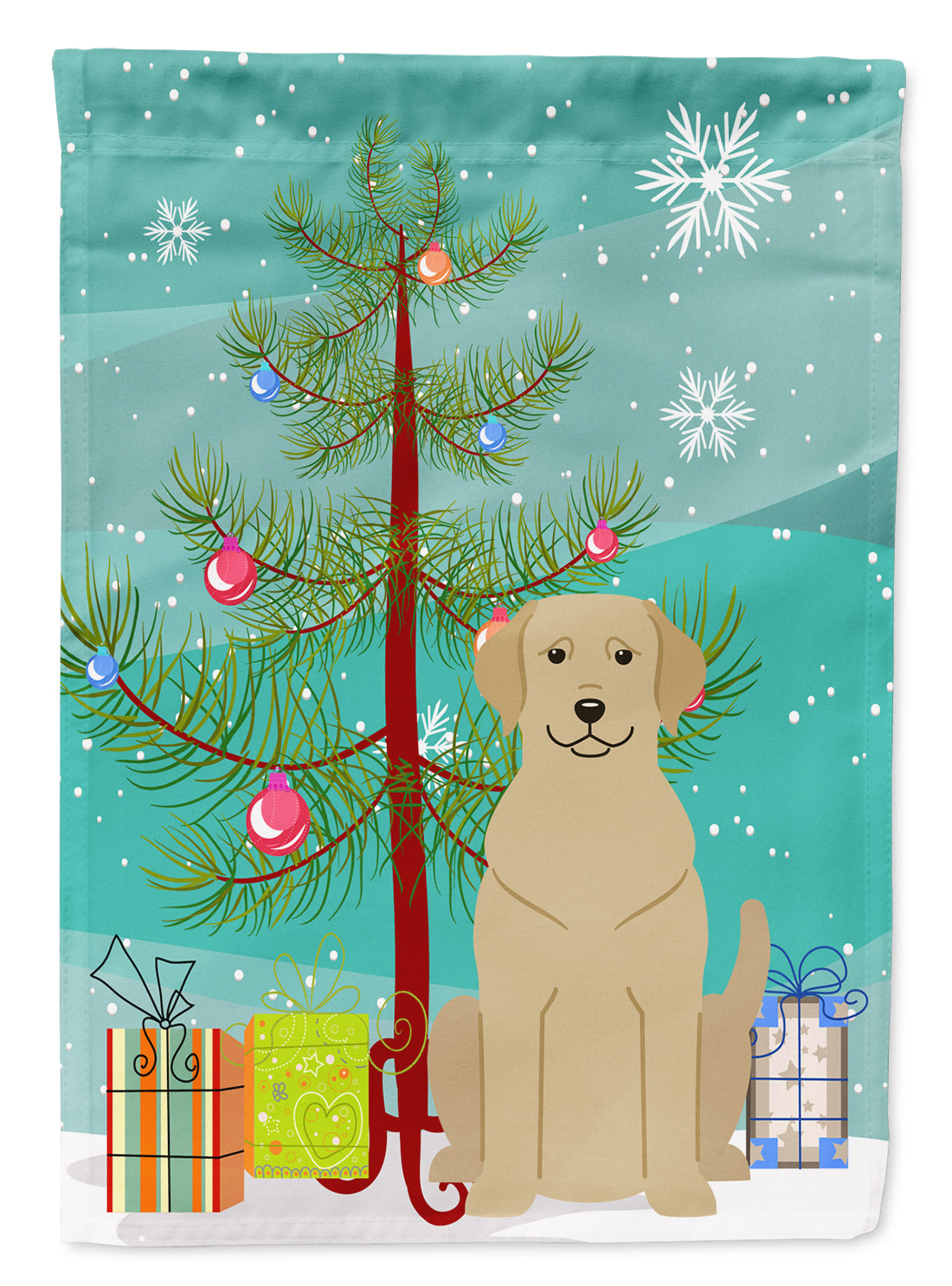 Merry Christmas Tree Yellow Labrador Flag Garden Size BB4180GF  the-store.com.