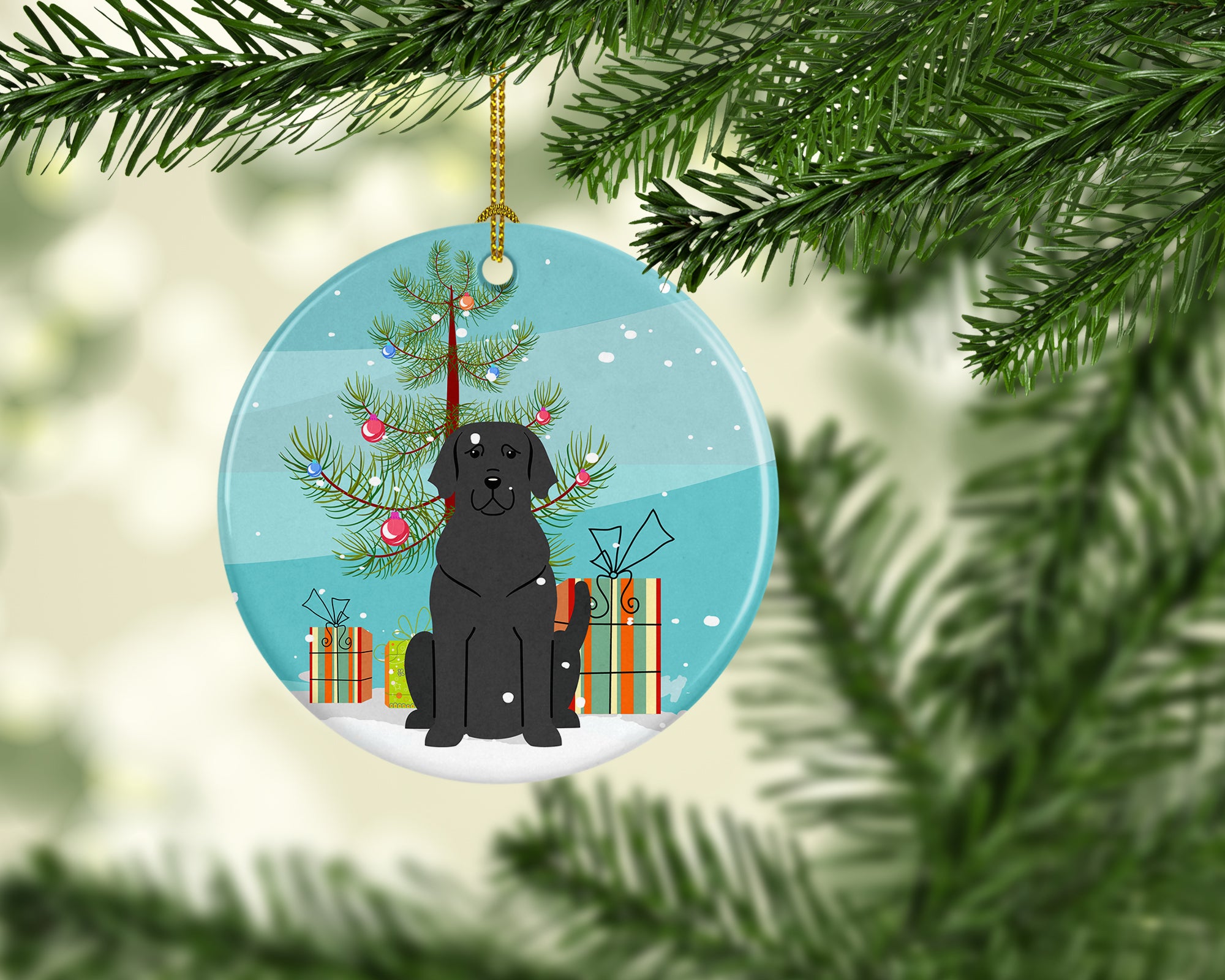 Merry Christmas Tree Black Labrador Ceramic Ornament BB4182CO1 - the-store.com