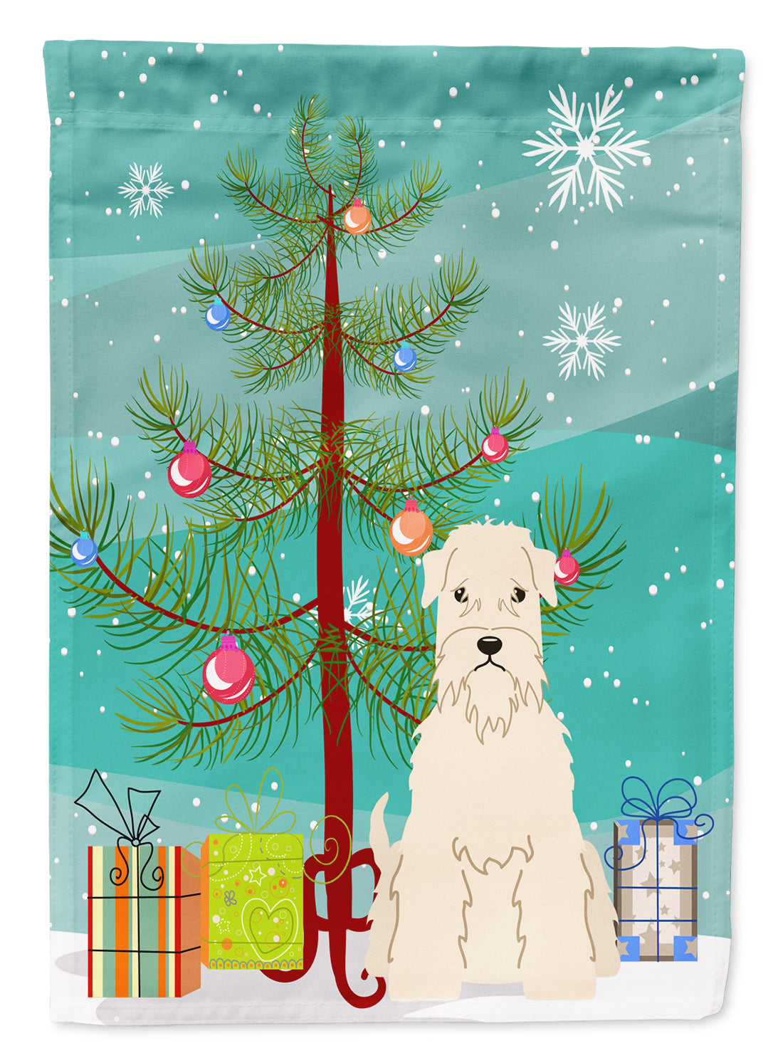 Merry Christmas Tree Soft Coated Wheaten Terrier Flag Garden Size BB4186GF  the-store.com.