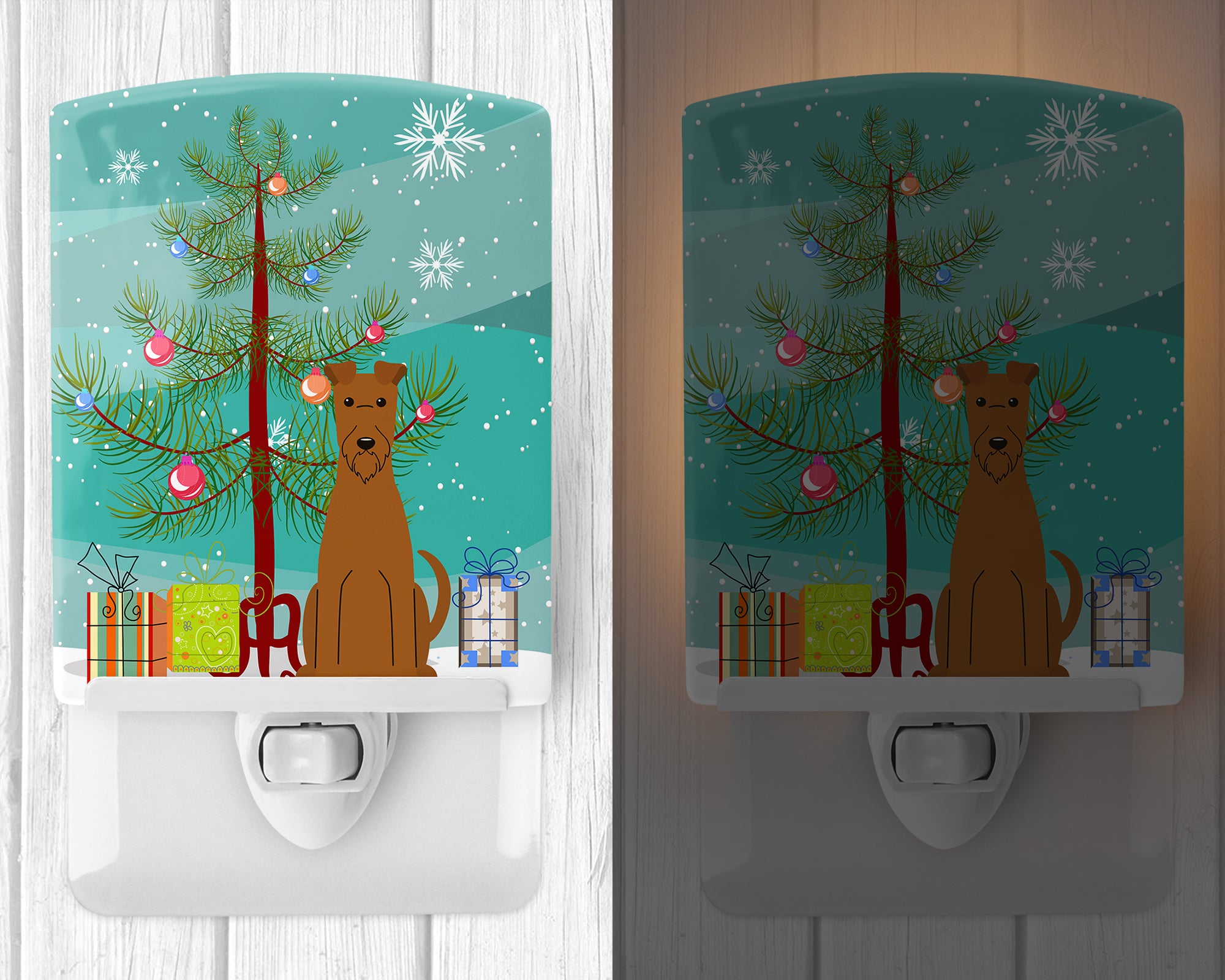 Merry Christmas Tree Irish Terrier Ceramic Night Light BB4187CNL - the-store.com