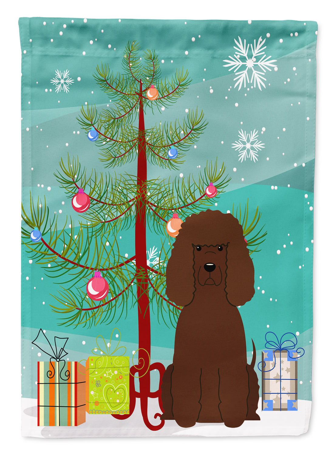 Merry Christmas Tree Irish Water Spaniel Flag Canvas House Size BB4188CHF  the-store.com.