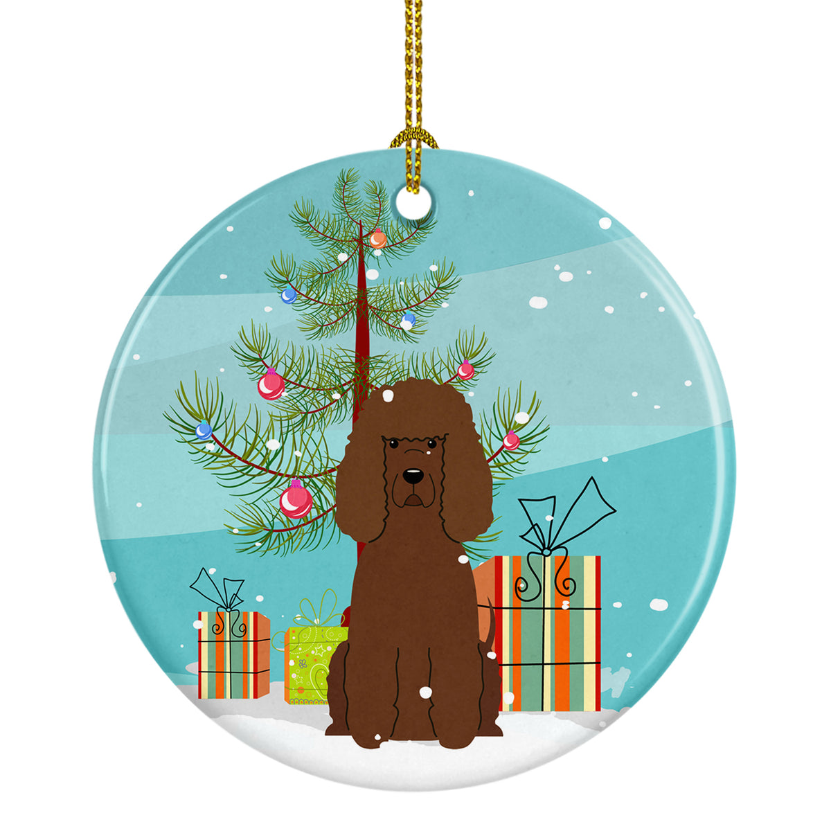 Merry Christmas Tree Irish Water Spaniel Ceramic Ornament BB4188CO1 - the-store.com