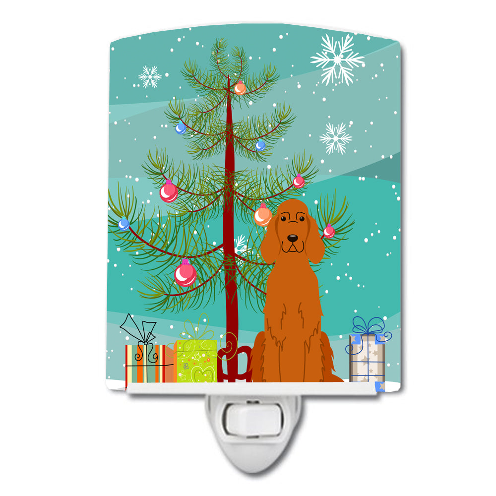 Merry Christmas Tree Irish Setter Ceramic Night Light BB4189CNL - the-store.com