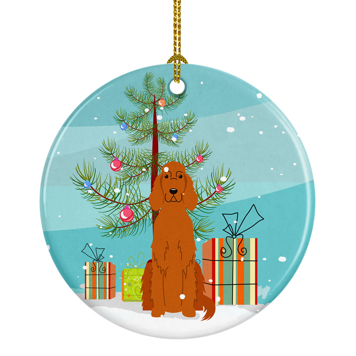 Merry Christmas Tree Irish Setter Ceramic Ornament BB4189CO1 - the-store.com