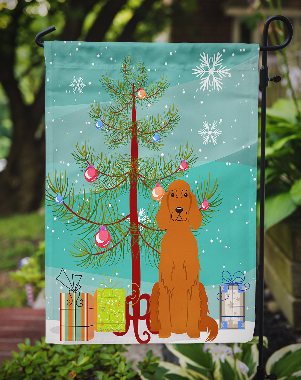 Merry Christmas Tree Irish Setter Flag Garden Size BB4189GF  the-store.com.