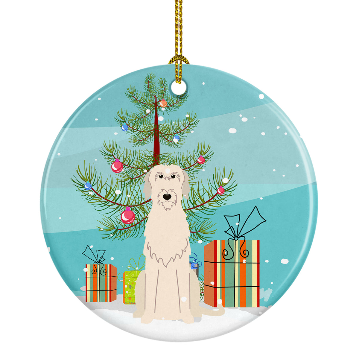 Merry Christmas Tree Irish Wolfhound Ceramic Ornament BB4190CO1 - the-store.com